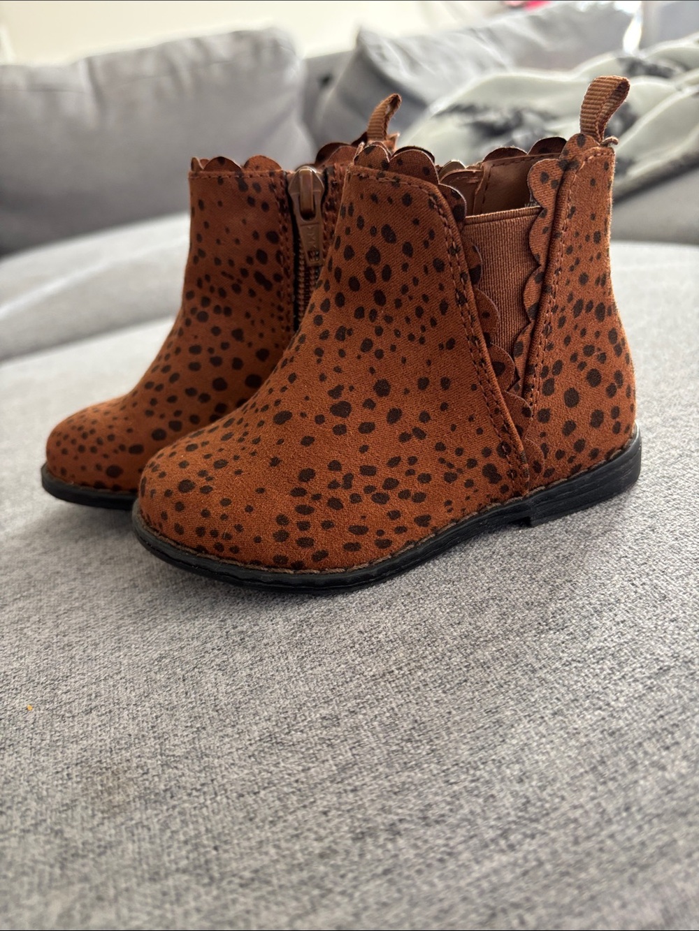 GAP Brown Leopard Print Chelsea Boots for Kids